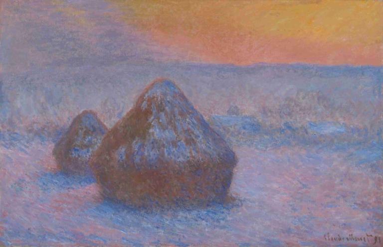 Stacks of Wheat (Sunset, Snow Effect),Buğday Yığınları (Gün Batımı, Kar Efekti),Claude Monet,Yağlı boya