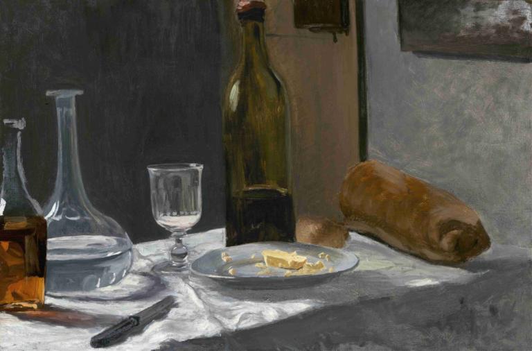 Still Life with Bottle,Carafe Bread and Wine,Şişe, Sürahi Ekmek ve Şarap ile Natürmort,Claude Monet