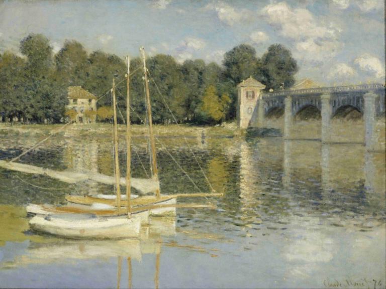 The Argenteuil Bridge,Argenteuil Köprüsü,Claude Monet,Yağlı boya,Yağlı boya, insan yok, manzara, açık havada