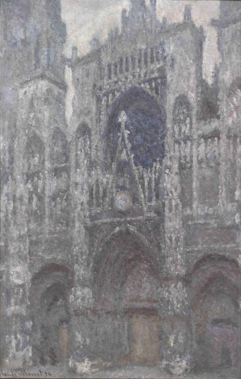 The Cathedral in Rouen. The portal, Grey Weather,Rouen'deki Katedral. Portal, Gri Hava,Claude Monet