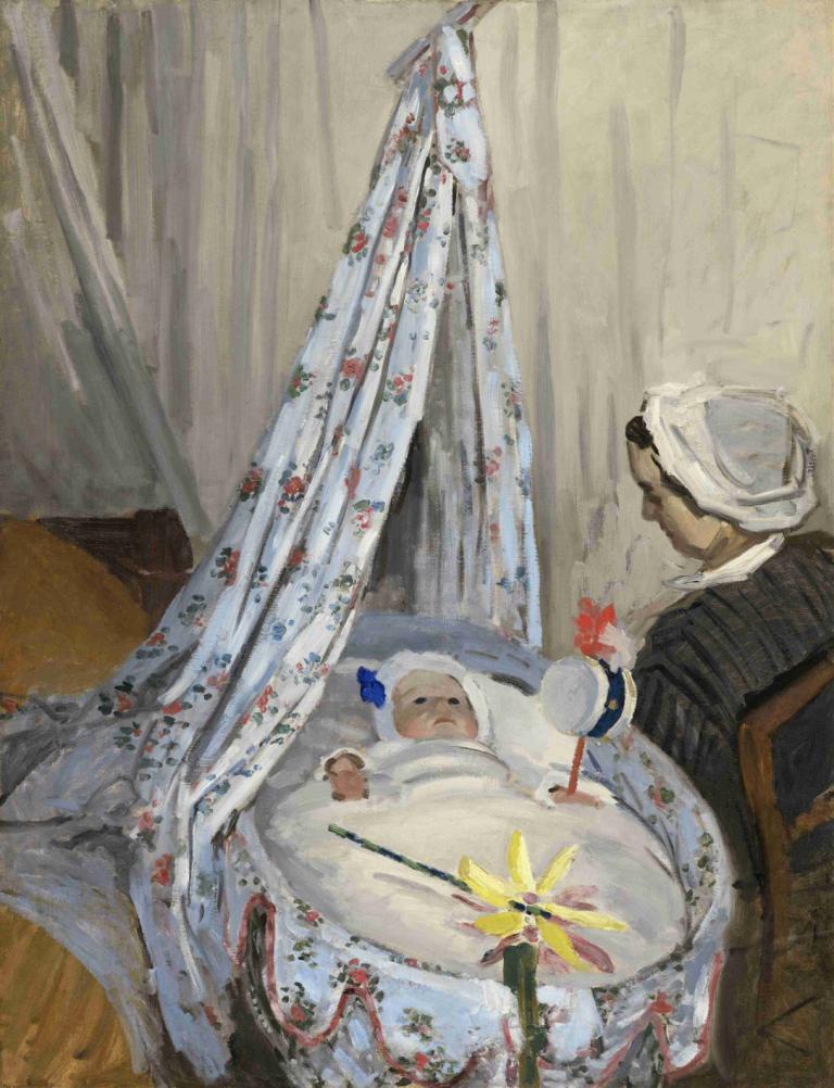 The Cradle - Camille with the Artist's Son Jean,Beşik - Camille ile Sanatçının Oğlu Jean,Claude Monet