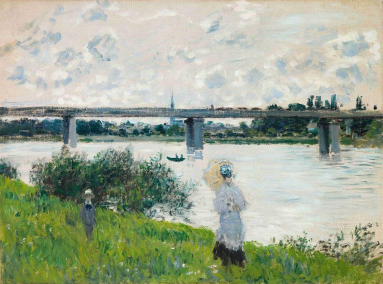 The Promenade with the Railroad Bridge, Argenteuil,철교가 있는 산책로, 아르젠투유,Claude Monet,클로드 모네,오일 페인팅,오일 페인팅, 옥외, 꽃