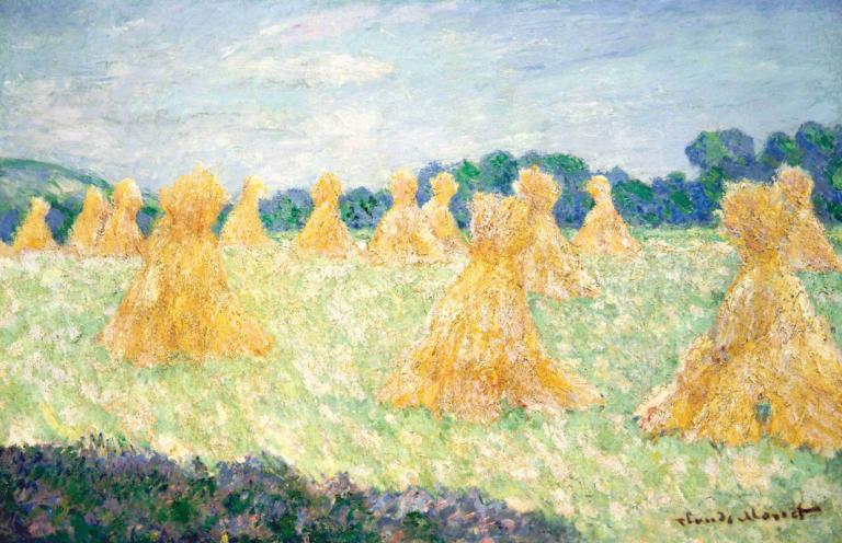 The Young Ladies of Giverny, Sun Effect,吉维尼的少女们》，太阳效应,Claude Monet,克劳德-莫奈,油画,油画, 场地, 户外, 风景, 没有人类, 天空, 天