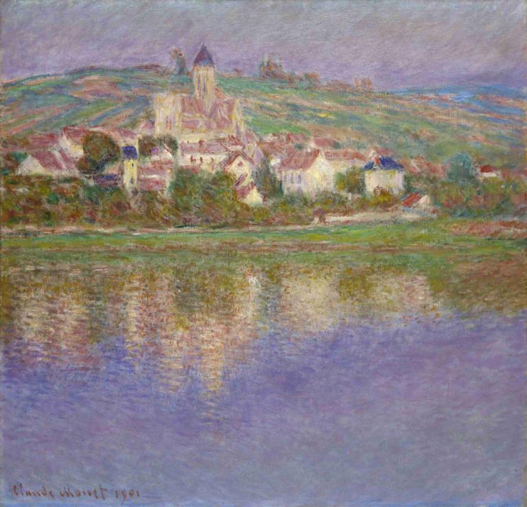 Vétheuil,Claude Monet,Oil Painting,Oil Painting, scenery, no humans, outdoors, traditional media, water