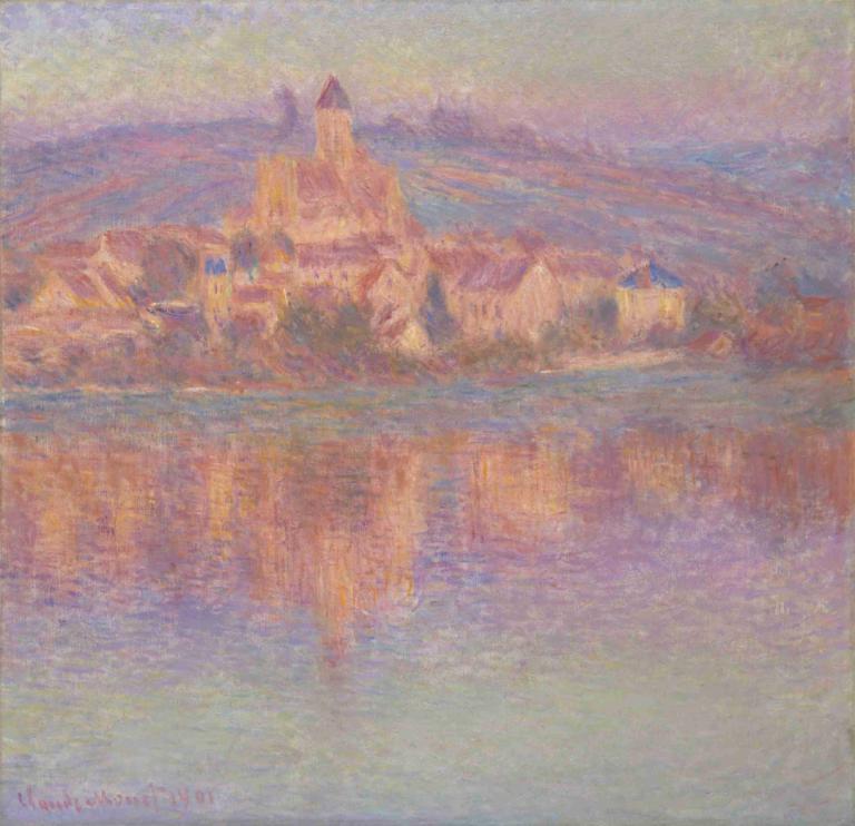 Vétheuil,Claude Monet,Oliemaleri,Oliemaleri, ingen mennesker, landskab, vand, traditionelle medier, udendørs