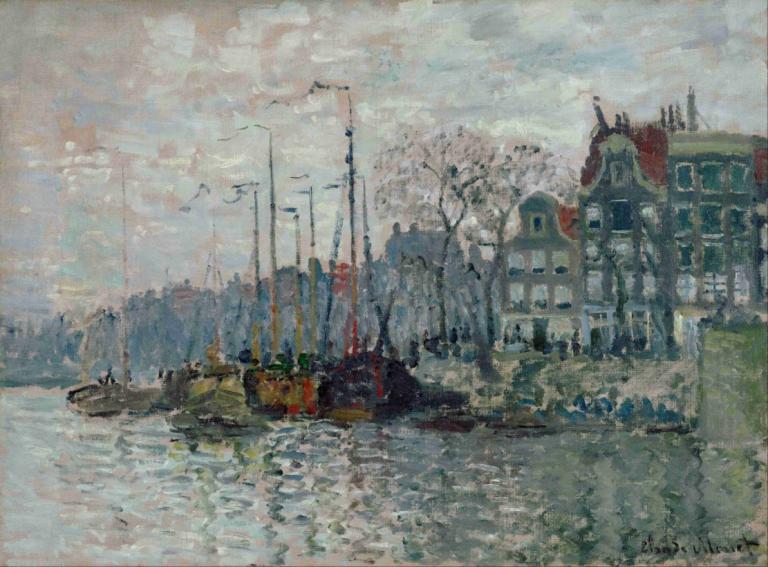 View of the Prins Hendrikkade and the Kromme Waal in Amsterdam,アムステルダムのプリンス・ヘンドリックカーデとクロム・ワールの眺め,Claude Monet