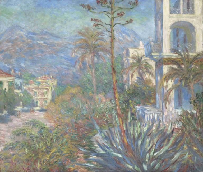 Villas at Bordighera,Claude Monet,Oljemålning,Oljemålning, träd, inga människor, landskap, utomhus