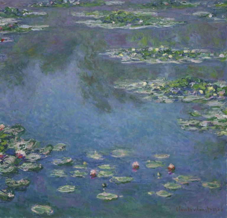 Water Lilies,Claude Monet,Oil Painting,Oil Painting, water, outdoors, scenery, traditional media