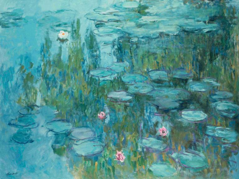 Water Lilies,Claude Monet,Oil Painting,Oil Painting, no humans, traditional media, painting (medium), scenery