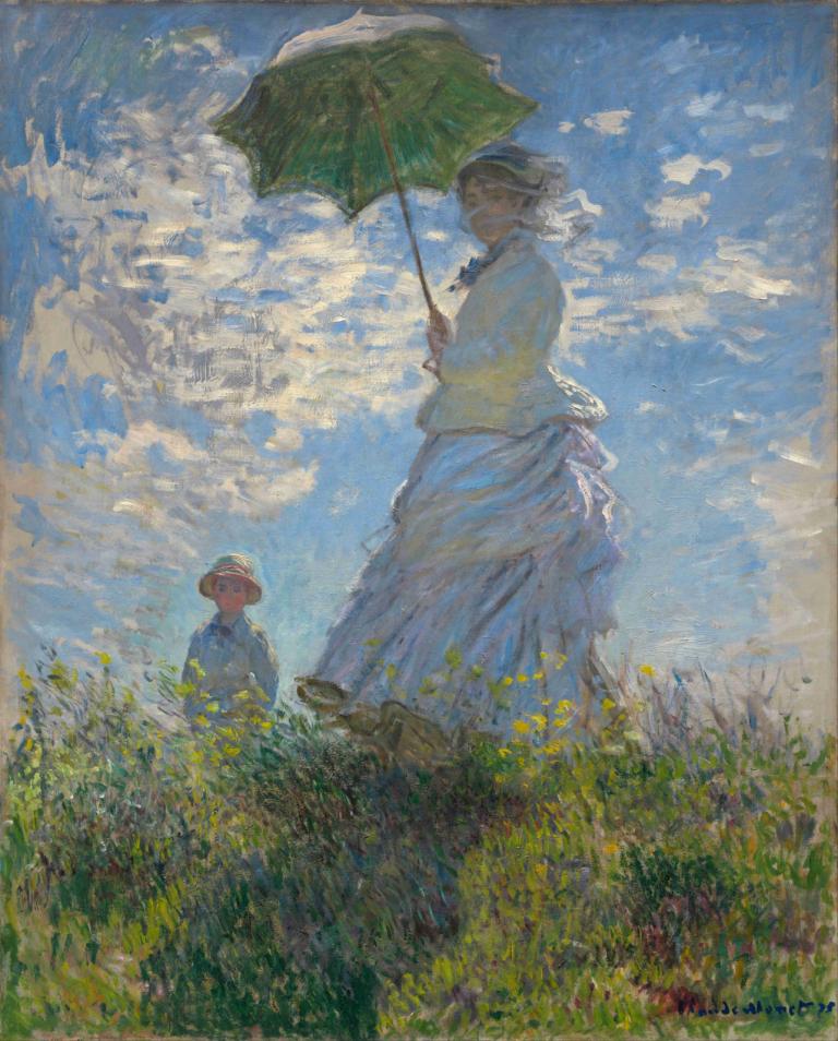 Woman with a Parasol - Madame Monet and Her Son,Claude Monet,Oil Painting,Oil Painting, umbrella, outdoors