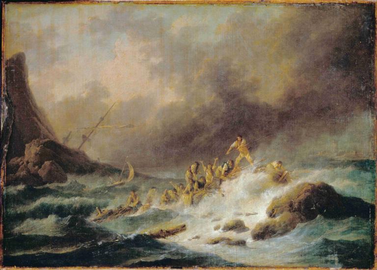 A Shipwreck,Claude-Joseph Vernet,Oil Painting,Oil Painting, water, no humans, rock, waves, watercraft