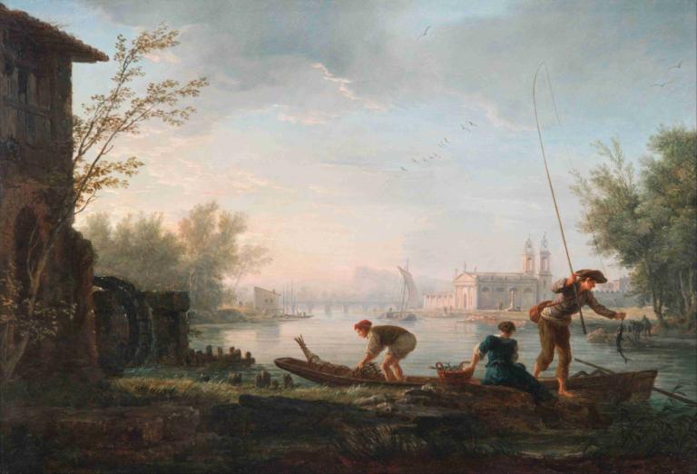 The four times of day- Morning,De vier momenten van de dag - Ochtend,Claude-Joseph Vernet,Olieverf,Olieverf