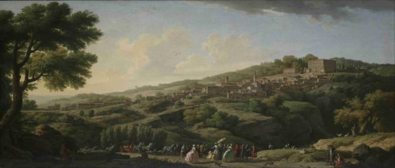 Villa at Caprarola,Villa in Caprarola,Claude-Joseph Vernet,Olieverf,Olieverf, boom, landschap, buitenshuis