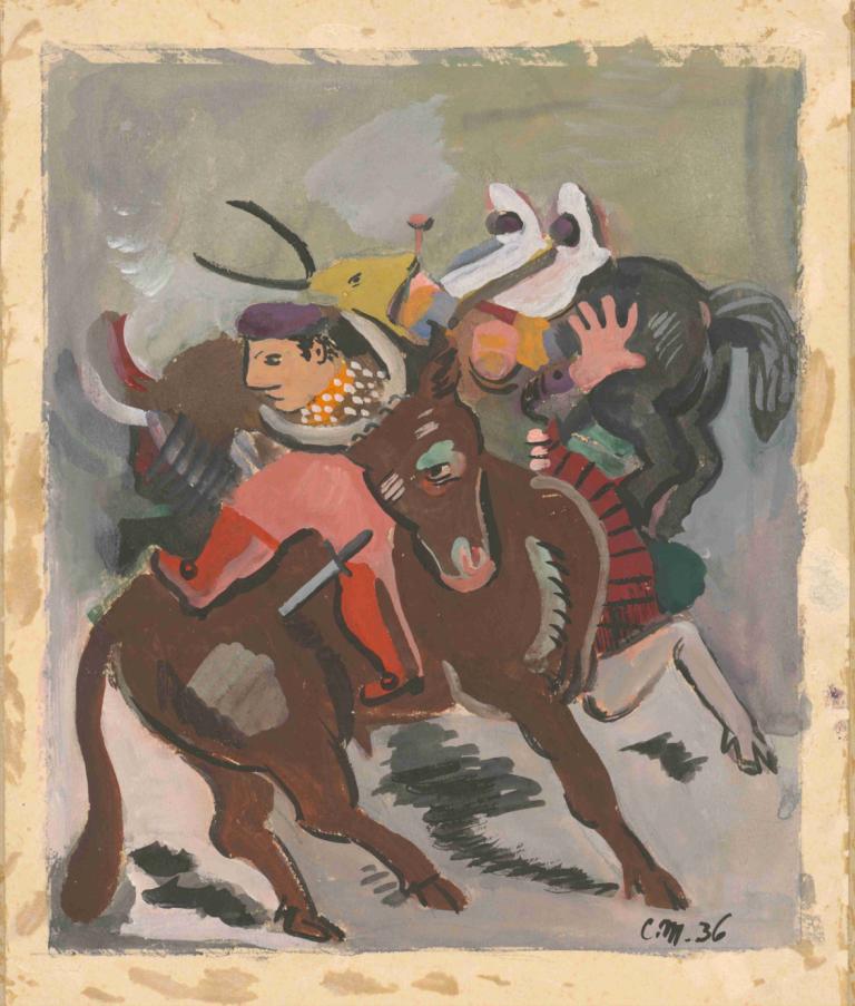 Bullfight,Corrida,Cyprián Majerník,Pittura ad olio,Pittura ad olio, capelli neri, 1 ragazza, capelli lunghi