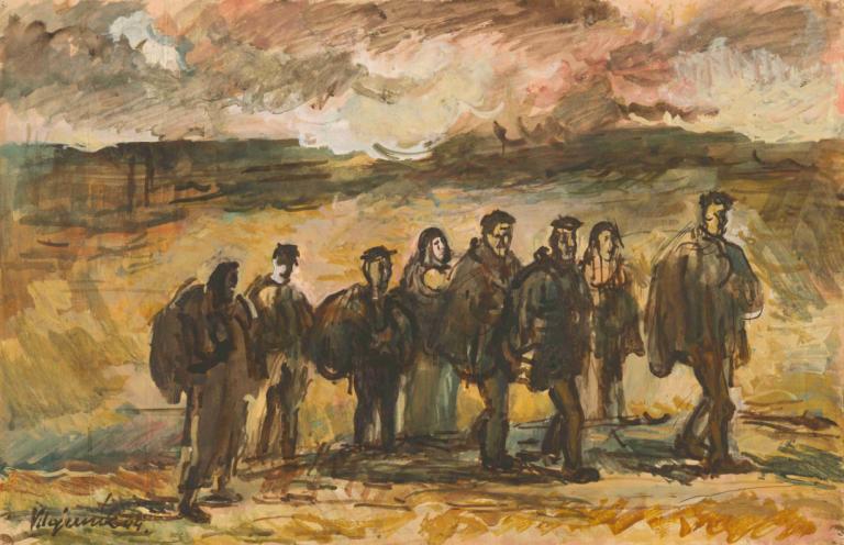 Refugees,Réfugiés,Cyprián Majerník,Peinture à l'huile,Peinture à l'huile, plusieurs garçons