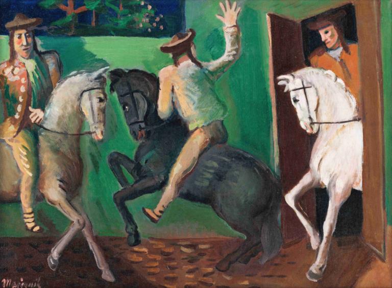 Riders (On Horses),기수(말 위),Cyprián Majerník,키프리안 마제르닉,오일 페인팅,오일 페인팅, 말, 모자, 승마, 승마, 여러 소년, 회화 (중), 전통 미디어