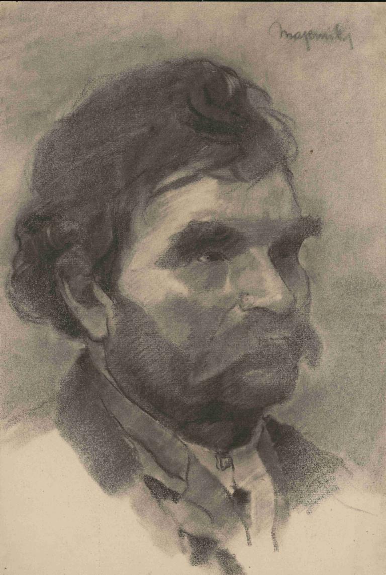 Robotník - Štúdia hlavy,Lucrător - Head Study,Cyprián Majerník,Schiță,Schiță, 1 băiat, solo