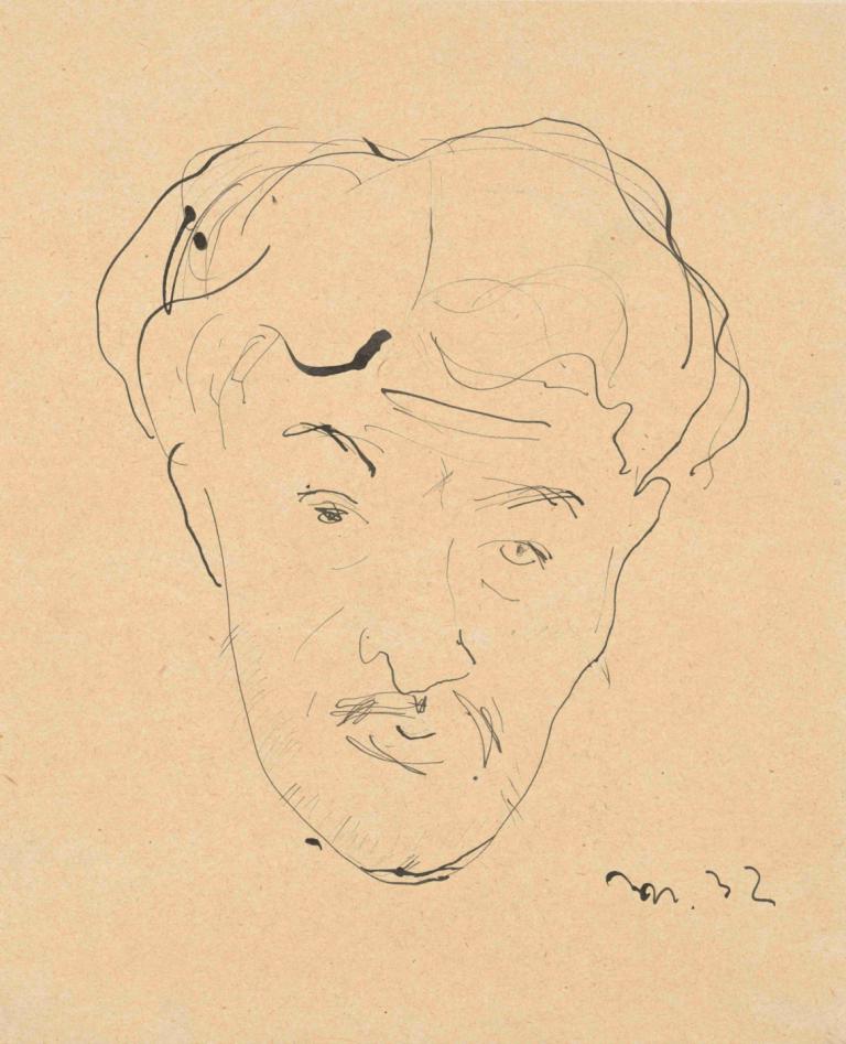 Self-Portrait,Αυτοπροσωπογραφία,Cyprián Majerník,Σκίτσο,Σκίτσο, μονοφωνία, μονόχρωμος, παραδοσιακά μέσα