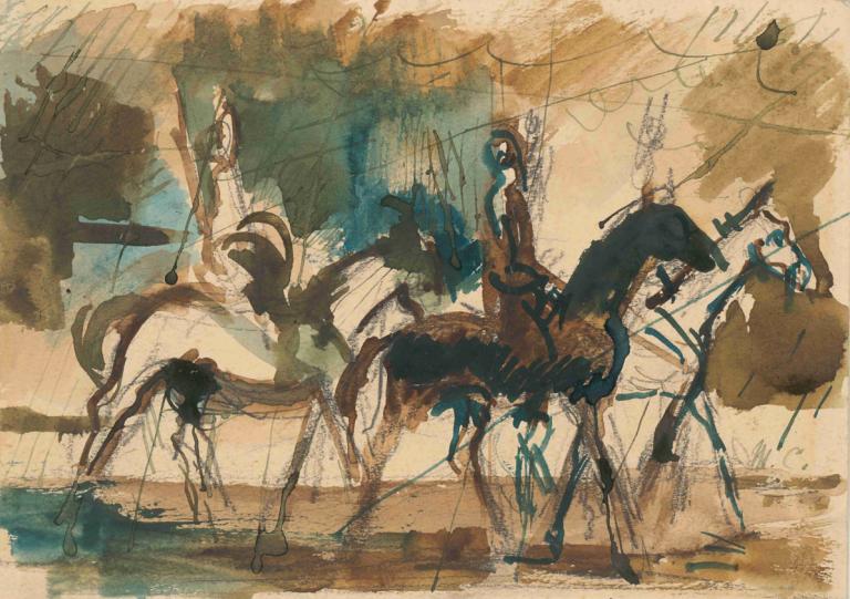 Study for Riders,Étude pour les cavaliers,Cyprián Majerník,Pastels,Pastels, arme, médias traditionnels