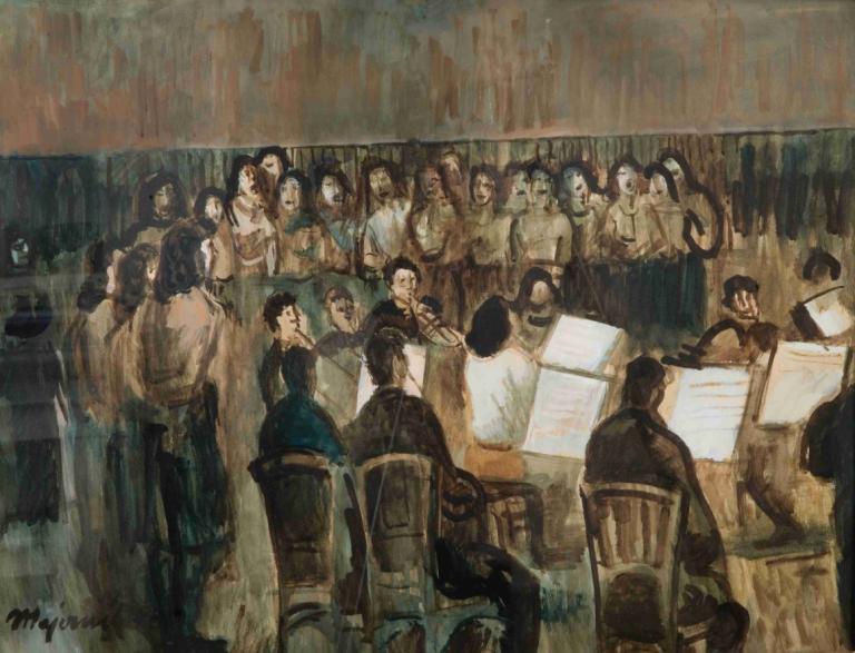 The Concert,Le concert,Cyprián Majerník,Peinture à l'huile,Peinture à l'huile, plusieurs garçons, 6+garçons