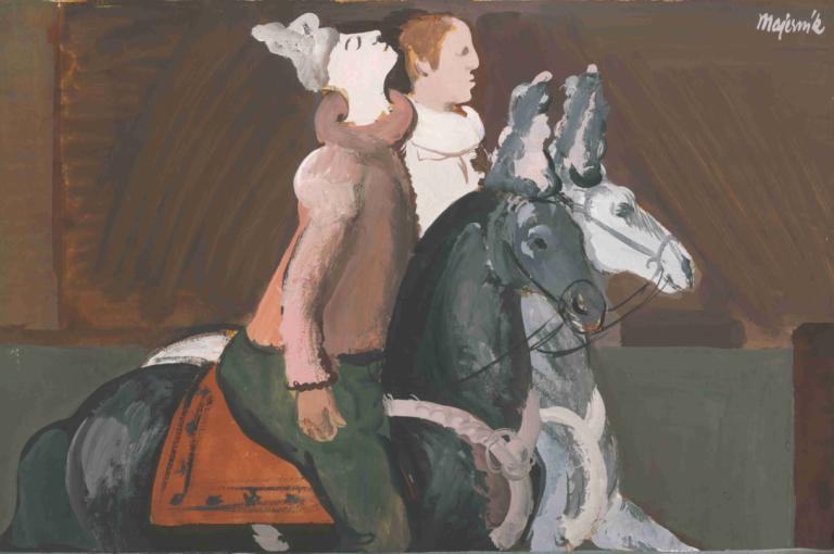 Two Riders,Deux cavaliers,Cyprián Majerník,Peinture à l'huile,Peinture à l'huile, 1fille, cheval