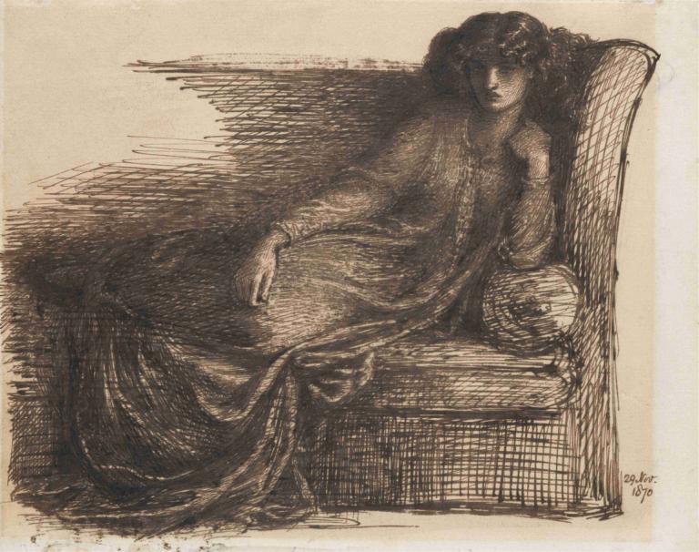 Jane Morris,Dante Gabriel Rossetti,Copperplate Etching,Copperplate Etching, solo, monochrome, 1girl, hat