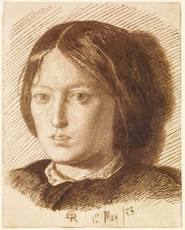 Portrait of Emma Madox Brown,Портрет Эммы Мэдокс Браун,Dante Gabriel Rossetti,Данте Габриэль Россетти,Эскиз