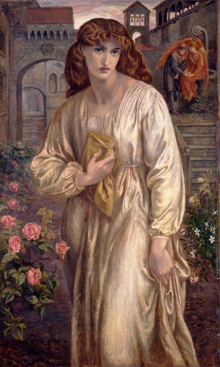 Salutation of Beatrice,Salam dari Beatrice,Dante Gabriel Rossetti,Lukisan cat minyak,Lukisan cat minyak