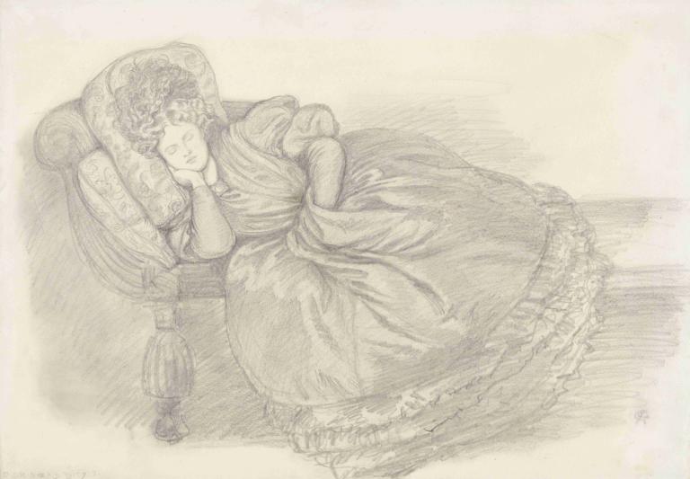 Study of Fanny Cornforth, asleep on a chaise-longue,Μελέτη της Fanny Cornforth, που κοιμάται σε μια πολυθρόνα