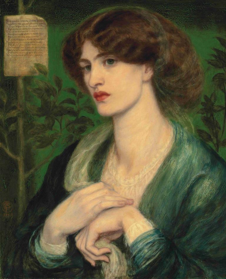 The Salutation Of Beatrice,Ο χαιρετισμός της Βεατρίκης,Dante Gabriel Rossetti,Ελαιογραφία,Ελαιογραφία