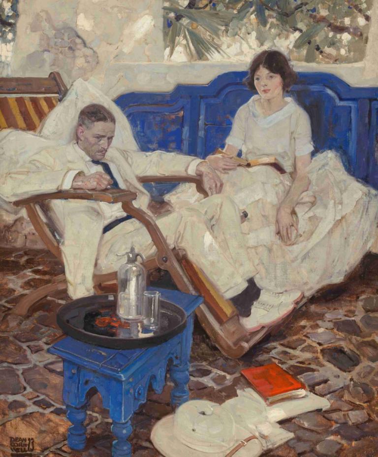 'Gad,' said Heseltine to Peril, 'If the doctor can only keep me going long enough,',Dean Cornwell,Pastel