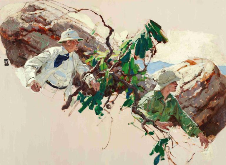 Garden of Peril,Garten der Lüge,Dean Cornwell,Pastell,Pastell, mehrere Jungen, Hut, 2 Jungs