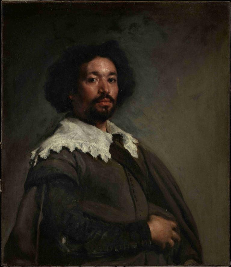 Juan de Pareja,Diego Velázquez,Oil Painting,Oil Painting, solo, 1boy, male focus, facial hair, black hair