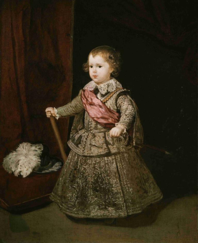 Prince Baltasar Carlos in Silver,Diego Velázquez,Oil Painting,Oil Painting, 1girl, dress, solo