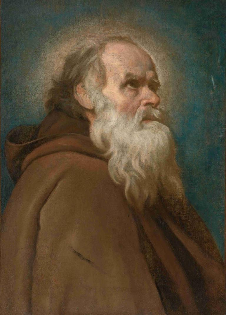 Saint Anthony Abbot,세인트 앤서니 애벗,Diego Velázquez,디에고 벨라스케스,오일 페인팅,오일 페인팅, 1남, 남성 집중, 독주, 수염, 얼굴 털, 오래된, 노인, 흰머리