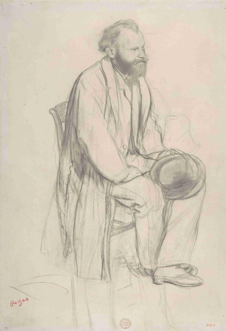 Édouard Manet, Seated, Holding His Hat,Édouard Manet, sedeč, s klobukom v roki,Edgar Degas,Skica,Skica