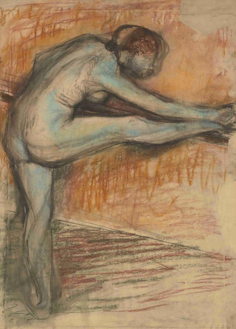 Étude De Nu Pour Une Danseuse À La Barre,Študija akta plesalke na baru,Edgar Degas,Pastel,Pastel, solo, gola