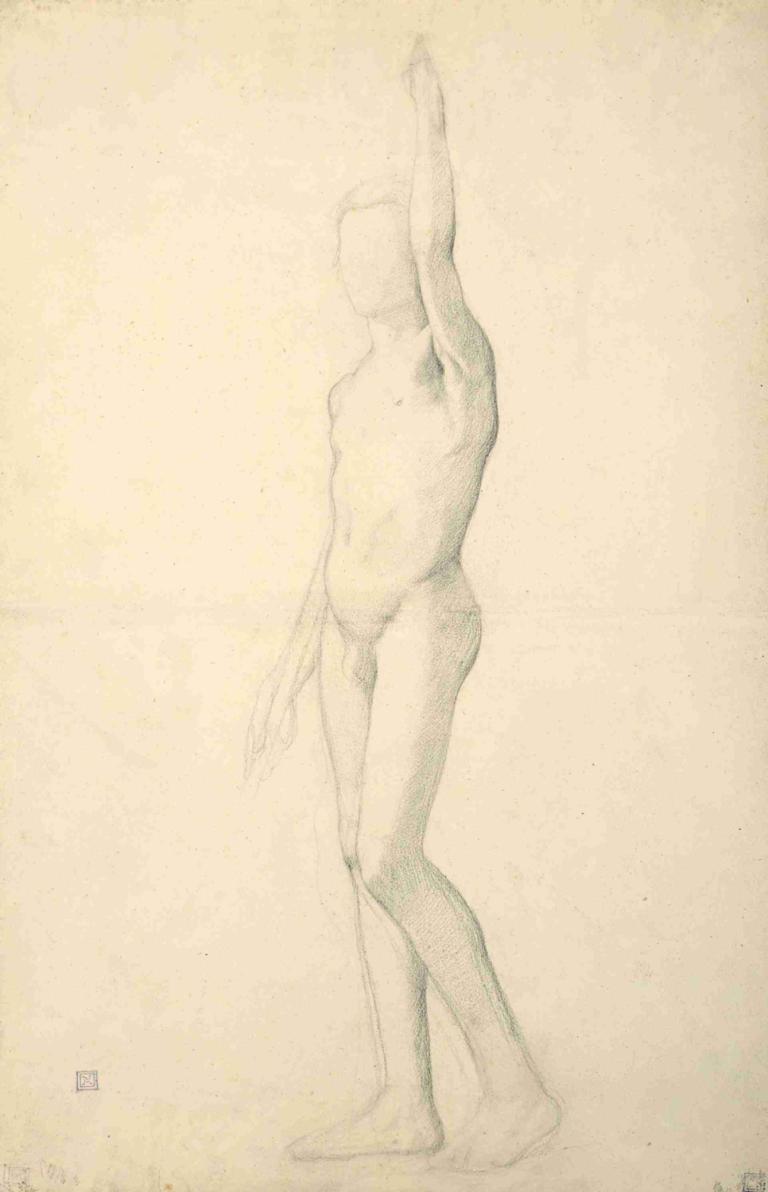 Académie d'homme debout,Accademia degli uomini in piedi,Edgar Degas,Schizzo,Schizzo, assolo, nudo, monocromo