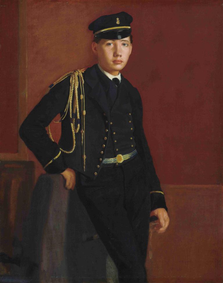 Achille De Gas in the Uniform of a Cadet,Edgar Degas,Oil Painting,Oil Painting, 1boy, solo, male focus