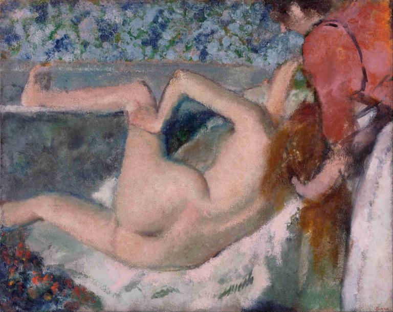 After The Bath,Edgar Degas,Oil Painting,Oil Painting, pokemon (creature), heart hands, 1boy