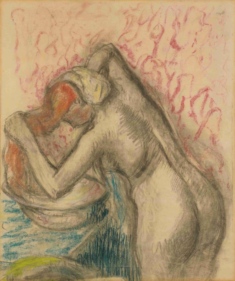 Après Le Bain [Femme S'essuyant Les Cheveux],Setelah Mandi [Wanita Menyeka Rambutnya],Edgar Degas,Pastel