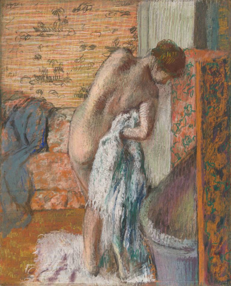 Après le bain (Femme s'essuyant),Setelah mandi (Wanita yang sedang mandi),Edgar Degas,Pastel,Pastel