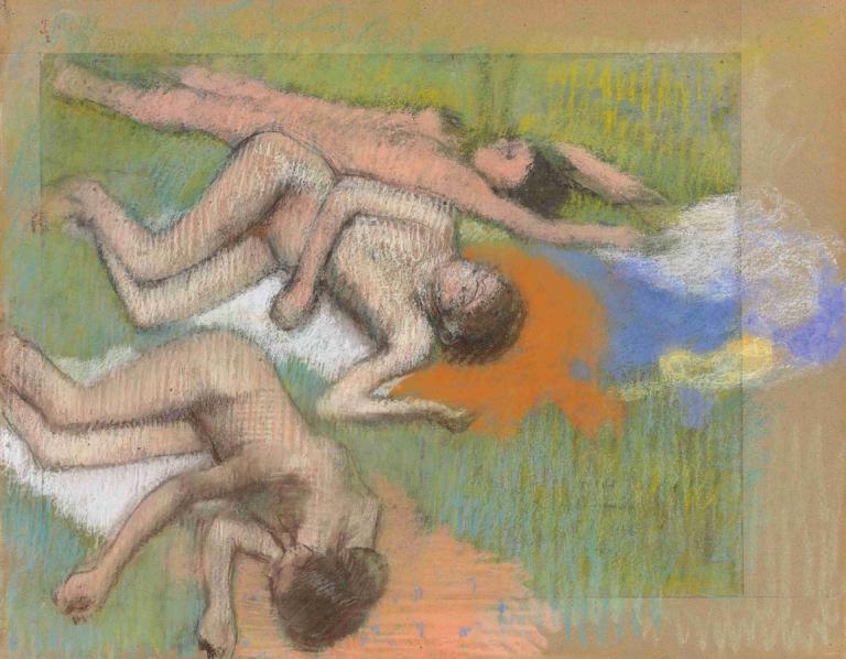 Après le bain, trois femmes nues,Setelah mandi, tiga wanita telanjang,Edgar Degas,Pastel,Pastel