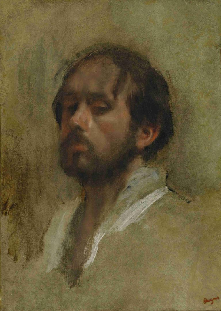 Autoportrait,Potret diri,Edgar Degas,Pastel,Pastel, 1 anak laki-laki, fokus pria, solo, rambut wajah