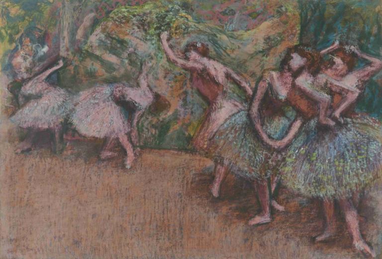 Ballet Scene,Adegan Balet,Edgar Degas,Lukisan cat minyak,Lukisan cat minyak, banyak gadis, tarian, gaun