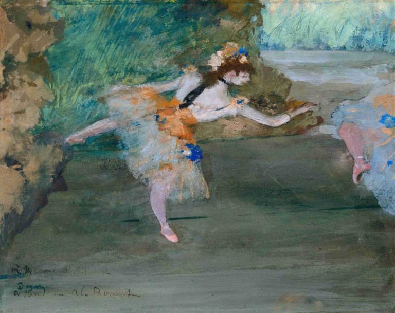 Dancer Onstage,Penari di atas panggung,Edgar Degas,Lukisan cat minyak,Lukisan cat minyak, 1 gadis, solo