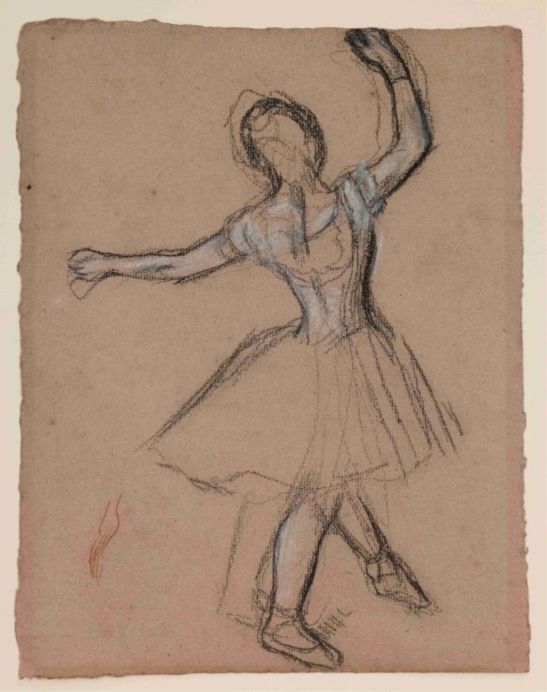 Dancer on Stage and in Motion,Penari di Atas Panggung dan Bergerak,Edgar Degas,Sketsa,Sketsa, tarian, solo