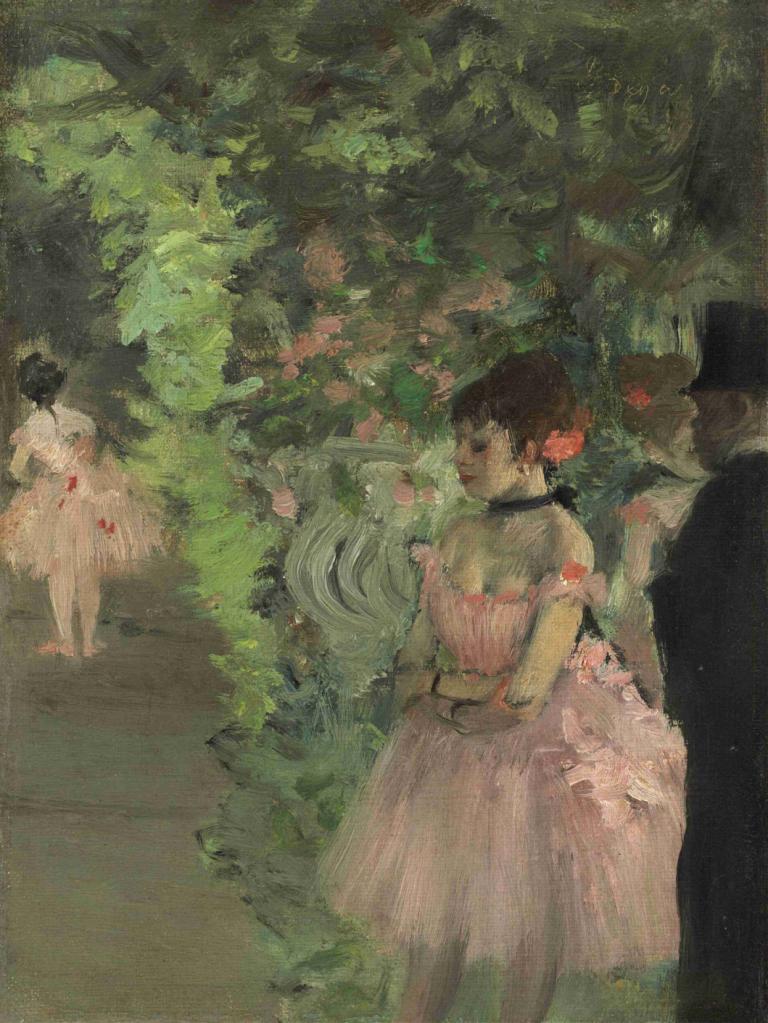 Dancers Backstage,Ballerini dietro le quinte,Edgar Degas,Pittura ad olio,Pittura ad olio, vestito