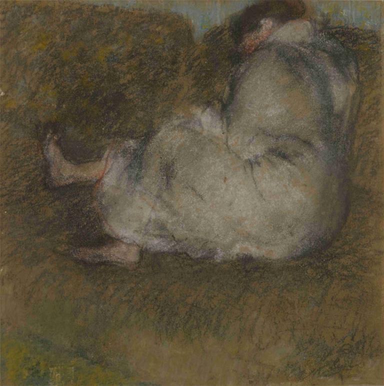 Femme assise sur un divan,一位女士，一位女士,Edgar Degas,埃德加·德加,粉彩畫,粉彩畫, 獨奏, 閉著眼睛, 說謊, 睡眠, 男性焦點, 沒有人類, 1男孩, 貓