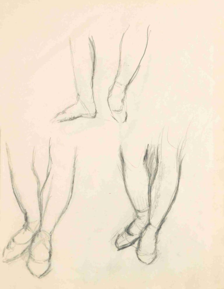 Figure Studies 10,Figura Studi 10,Edgar Degas,Schizzo,Schizzo, schizzo, monocromo, scarpe, gambe, 1 ragazza